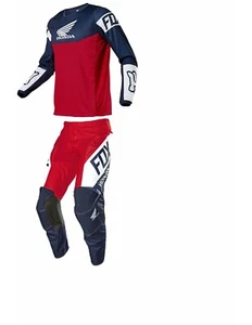 FOX 2021 COMPLETO MAGLIA PANTALONE NAVY RED HONDA 30 / S - Picture 1 of 1