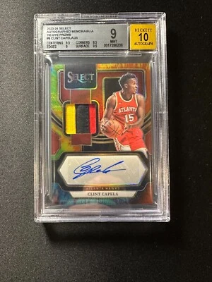 2023-24 Select Clint Capela Tie Dye Prizm Patch Auto 06/25 BGS 9 Auto 10 Mint - Image 1 of 2