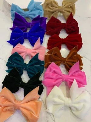 Velvet Hair Bows Newstyle 4 inch Hair Bow Clip Alligator Clips