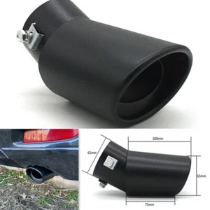 Black Car Exhaust Muffler Tip Stainless Steel Pipe Modified Rear Tail Throat - Picture 1 of 8