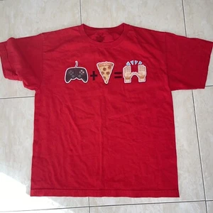 Freeze Boys'  Funny T-shirt Red : Play Pizza Happy - XL - Picture 1 of 4