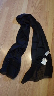 Bufanda de cizalla negra Liz Claiborne con cuentas negras brillantes nueva con etiquetas Foto 1 de 4