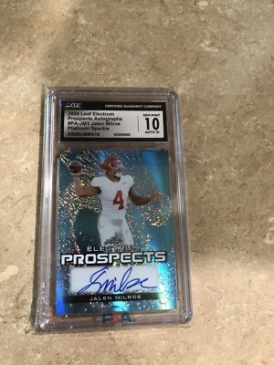 2024 Leaf Electrum Prospects Auto NO PA-JM1 Jalen Milroe Plat Sparkle CGC10 AU10 - Image 1 of 2