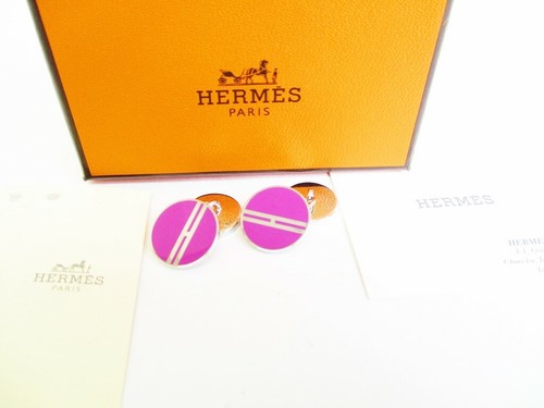 HERMÈS Autentici Gemelli Hermes H Motivo Placcati Argento Rosa #7607