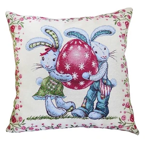 Throw Pillows Cover Tapestry Cushion Cover 18in Holiday Easter TWIN Easter Bunny - Picture 1 of 4