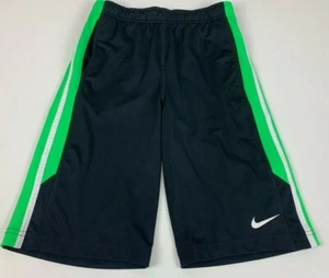 Nike Dri Fit Shorts Boys L Youth Black Neon Green Pockets Drawstring Elastic - Picture 1 of 3