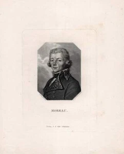 c1820 Jean-Victor Moreau General Francia Revolución Retrato grabado en cobre - Imagen 1 de 1