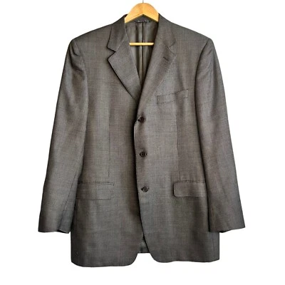 Blazer Canali Para Hombres 42 EE. UU. Marrón Tejido Dos Botones Abrigo Deportivo Traje Chaqueta 52 IT Foto 1 de 4