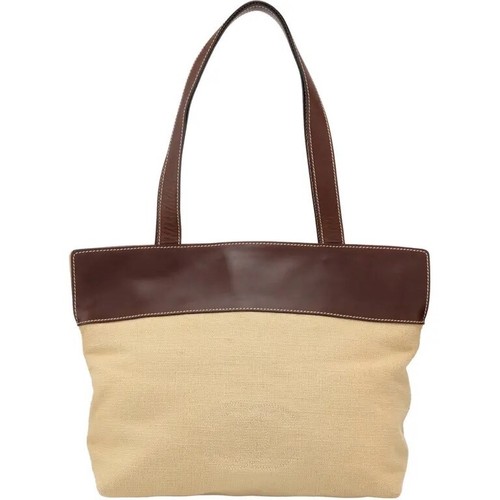 Borsa tote CHANEL Cocomark borsa a tracolla beige tela e marrone finiture in pelle