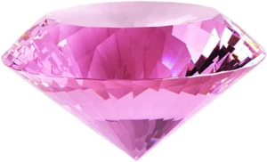 Crystal Glass Diamond Shaped Decoration, Pink 60Mm Jewel Paperweight,Gift Decor - Picture 1 of 12