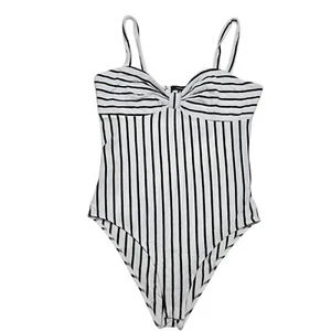 Ambiance Tank Top Womens Juniors XL White Bodysuit Striped Stretch Sleeveless - Picture 1 of 10