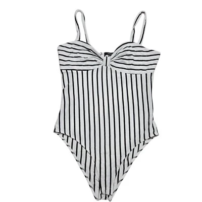 Ambiance Майка женщин Juniors XL белый боди в полоску эластичной без рукавов - Изображение 1 из 4