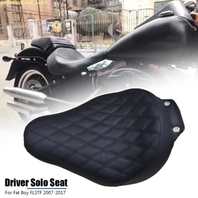 Asiento negro Diamond Solo Driver Rider apto para Harley Fat Boy FLSTF 2007-2017 2016 Foto 1 de 4