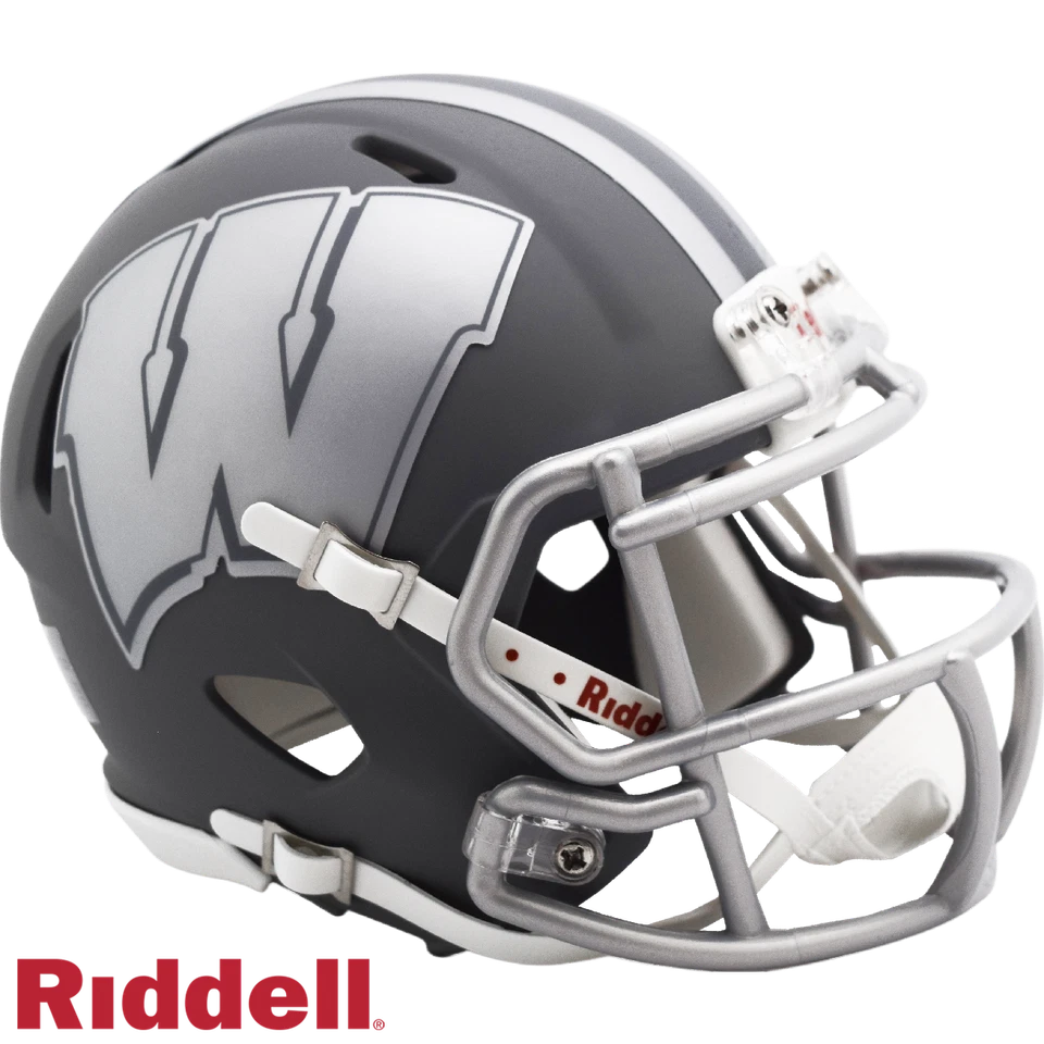 Wisconsin Badgers Helmet Riddell Replica Mini Speed Style Slate Alternate - Image 1 of 1