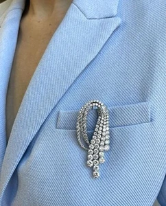 2.5Ct Round Cut Simulated Diamond Men's Wedding Brooch Pin 14k White Gold Plated - Picture 1 of 6