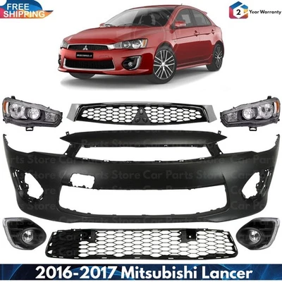 Front Bumper Cover Fascia & Grille Assembly Kit For 2016-2017 Mitsubishi Lancer - Image 1 of 4