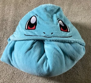 Pokemon Squirtle Head Hooded Blue Fleece Blanket Throw 100 x 120cm - Picture 1 of 5