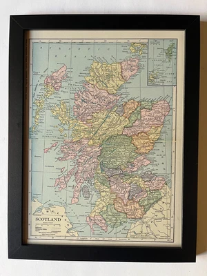 1927 Map of SCOTLAND by C. S. Hammond Large 10" x 13" Frame SEE DESCRIPTION - Image 1 of 3