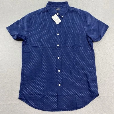 J Crew Shirt Mens S Blue Button Down Seersucker Polka Dot Short Sleeve - Image 1 of 4