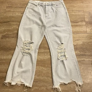 Vervet LA Womens Wie-Leg Jeans Size 30 Distressed Denim Raw Hem High Rise - Picture 1 of 11