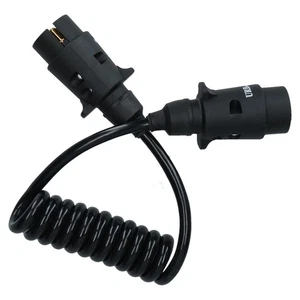 Trailer Light Electrics 1.5m Curly Extension Cable Lead Male to Male 7 Pin PLugs - Picture 1 of 9