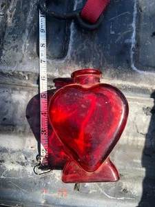 RED GLASS,HEART SHAPED,BOWL-6 INCHES HIGH ( 16 OF THEM ) - Picture 1 of 3