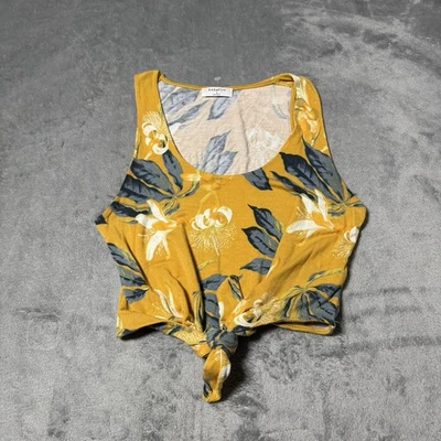 Top Aritzia Babaton Jeronimo Acacia Amarillo Talla Pequeña Floral Recortado con Corbata Foto 1 de 4