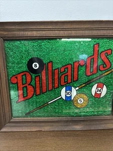 Vintage gerahmtes Folienschild " Billard " 15"x12" - Bild 1 von 10
