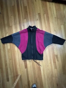 VTG 80s Ricki's Chorus Line Wool Zip Jacket Color Block Medium - Picture 1 of 8