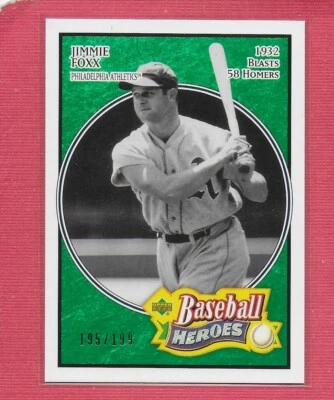 2005 Upper Deck Baseball Heroes #131 Jimmie Foxx Green Parallel #ed/199 - Image 1 of 2