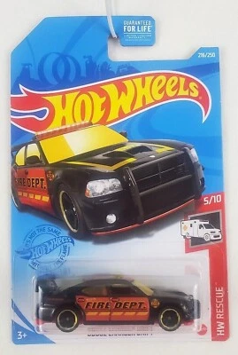 Hot Wheels Dodge Charger Drift Fire Dept HW Rescue Black NOC - Image 1 of 4