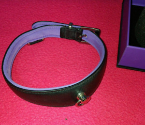Halsband Leder Black Swan Designz L Schwarz Lila O-Ring D-Ring Schnalle Domina