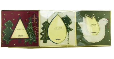 Pier 1 Imports Picture Frames Set 3  Cloth Beaded Holiday Homespun Christmas NIB - Image 1 of 4