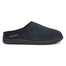 Hush Puppies Mens Slippers Blue Adults Mule Navy Suede Faux Fur Gift SIZE