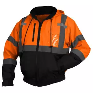 HI VIS ORG ISOLATO AD ALTA VISIBILITÀ. GIACCA BOMBER DI SICUREZZA STRADALE RIFLETTENTE - Foto 1 di 2