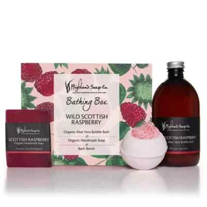 The Highland Soap Company Organic Wild Scottish Raspberry Bathing Box Gift Set - Picture 1 of 1