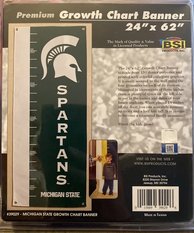 NCAA Michigan State University Spartans GROWTH CHART BANNER Free Shipping Cover