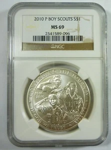 2010 P Boy Scouts MS69 NGC Commemorative Silver Dollar - Picture 1 of 2