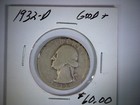 1932-d WASHINGTON SILVER QUARTER,  U.S. QUARTER DOLLAR COIN