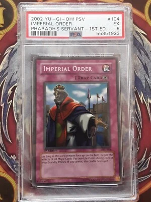 Yu-Gi-Oh! Imperial Order Pharaoh's Servant PSV-104 1st Edition SR PSA 5 - Image 1 of 2