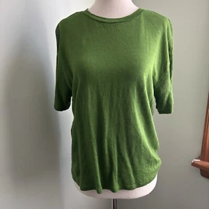 United Colors of Benetton Pure Linen Green top Relaxed Fit Size s/m - Picture 1 of 4