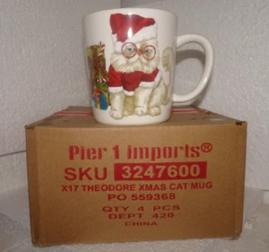Pier 1 Imports Theodore Christmas Grumpy Cat Santa Coffee Mug Set of 4 * 🌲🎅 * - Picture 1 of 9