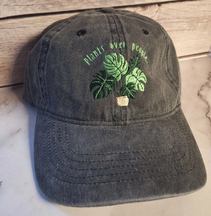 Gorra de mezclilla Plants Over People - Sombrero Monstera bordado (denim negro o azul) Foto 1 de 1