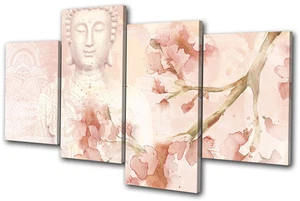 Buddha Peace Floral Mandala Rose Religion MULTI CANVAS WALL ART Picture Print - Picture 1 of 1