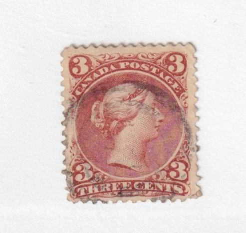 CANADA # 25 VF-3cts LARGE QUEEN FACE FREE CANCEL  - Image 1 of 1