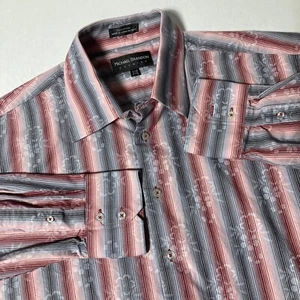 Michael Brandon Chemise Dress Shirt Men's Size XL 17-17.5 Striped w Floral Print - Picture 1 of 7