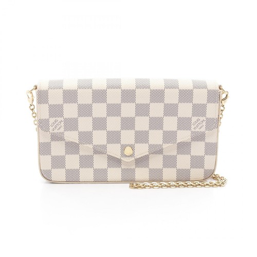 LOUIS VUITTON（LV） Borsa a tracolla Louis Vuitton Pochette Felice N40491 Damier Azur bianca usata donna