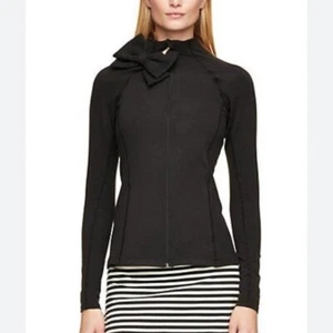 Kate Spade Beyond Yoga Black Zip Up Neck Bow Jacket size XS - Picture 1 of 7