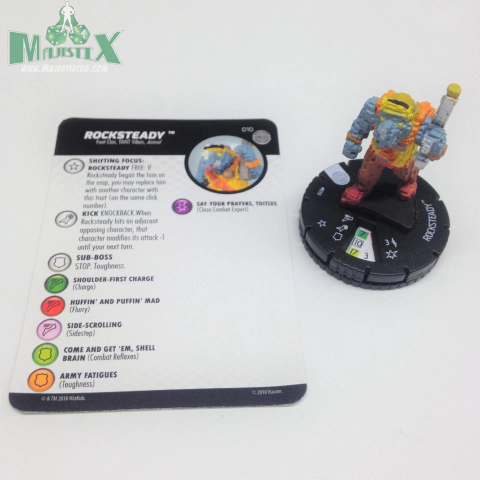 Heroclix Teenage Mutant Ninja Turtles Desenchufada Rocksteady #010 ¡Común con tarjeta! Foto 1 de 1