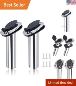 Set porta asta da incasso in acciaio inox - 30 gradi con tappo e guarnizione - Foto 1 di 11